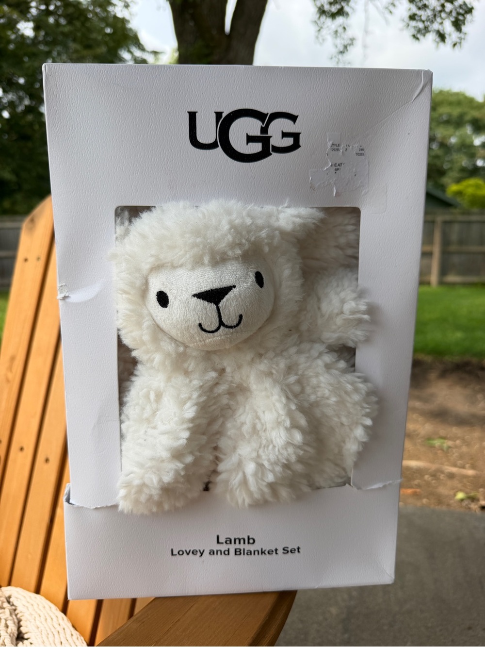 UGG Baby Lamb Lovey Security Blanket Set Snow White Plush Plushie NIB MSRP $148